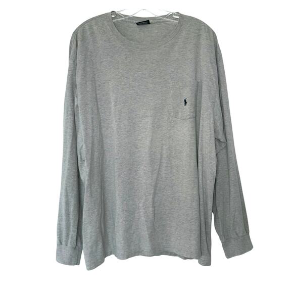 Ralph Lauren Polo Gray Crewneck Shirt Classic Preppy Long Sleeve Pony Logo Large - Picture 1 of 7